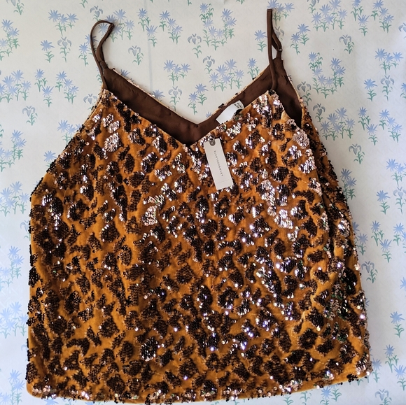 NEW Anthro Ro & De Esther Sequin Velvet Cami Top L - Picture 4 of 8